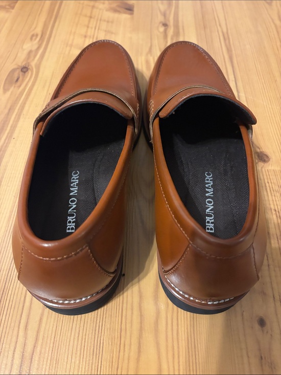 Bruno Marc Men’s Tan Leather Penny Loafers